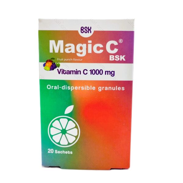 ساشه مجیک ویتامین C 1000 میلی گرم بی اس کی 20 عدد پانچ میوه