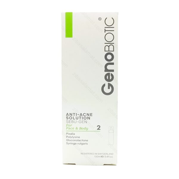 محلول ضد آکنه صورت و بدن ژنوبایوتیک Sebu-gen مدل 2