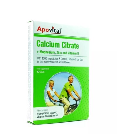 قرص کلسیم سیترات همراه با منیزیم زینک و ویتامین D آپوویتال