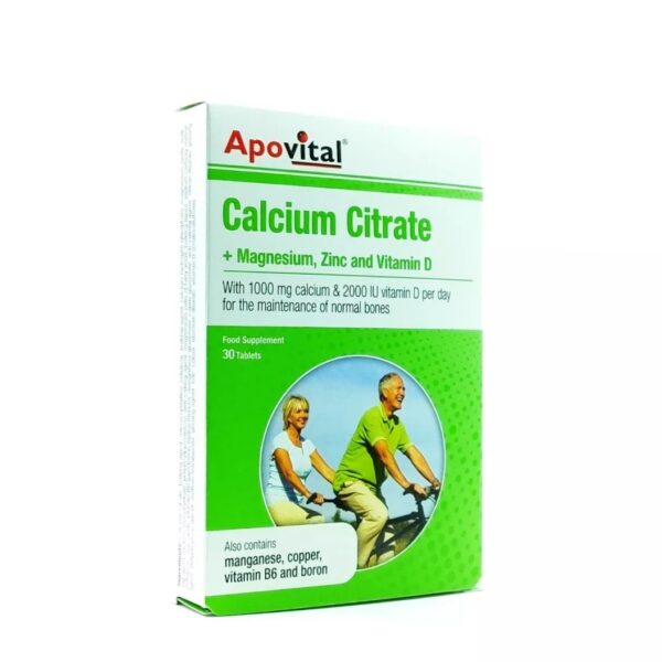 قرص کلسیم سیترات همراه با منیزیم زینک و ویتامین D آپوویتال