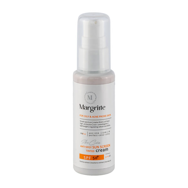 کرم ضد آفتاب رنگی(بژ طبیعی) مارگریت با SPF50 مناسب پوست چرب
