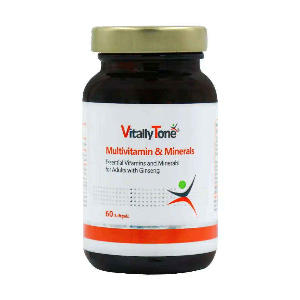 Vitally-Tone-Multivitamin-And-Minerals-Capsules.jpg کپسول ژلاتینی نرم مولتی ویتامین و مینرال ویتالی تون 60 عدد - تصویر 1