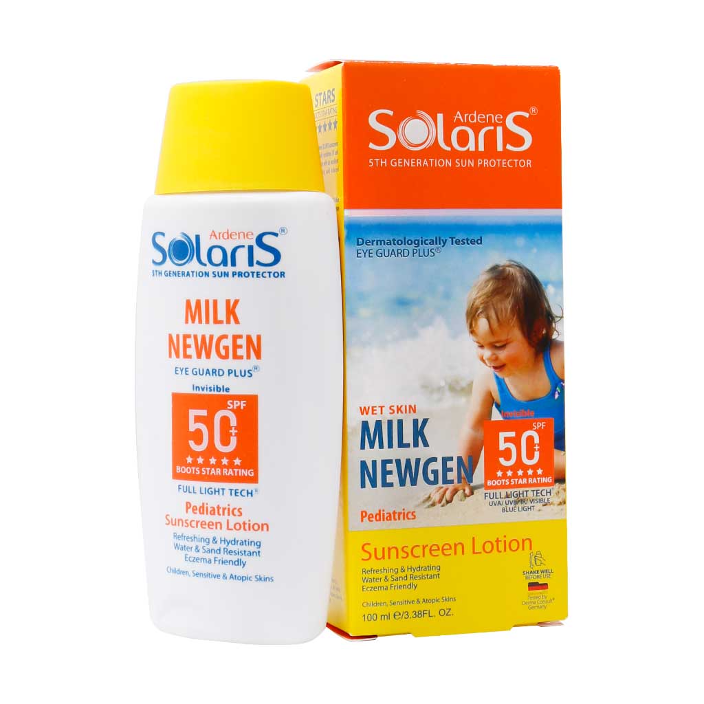 لوسیون ضد آفتاب کودک میلک نیوژن SPF50 لوسیون ضد آفتاب کودک میلک نیوژن SPF50 سولاریس آردن
