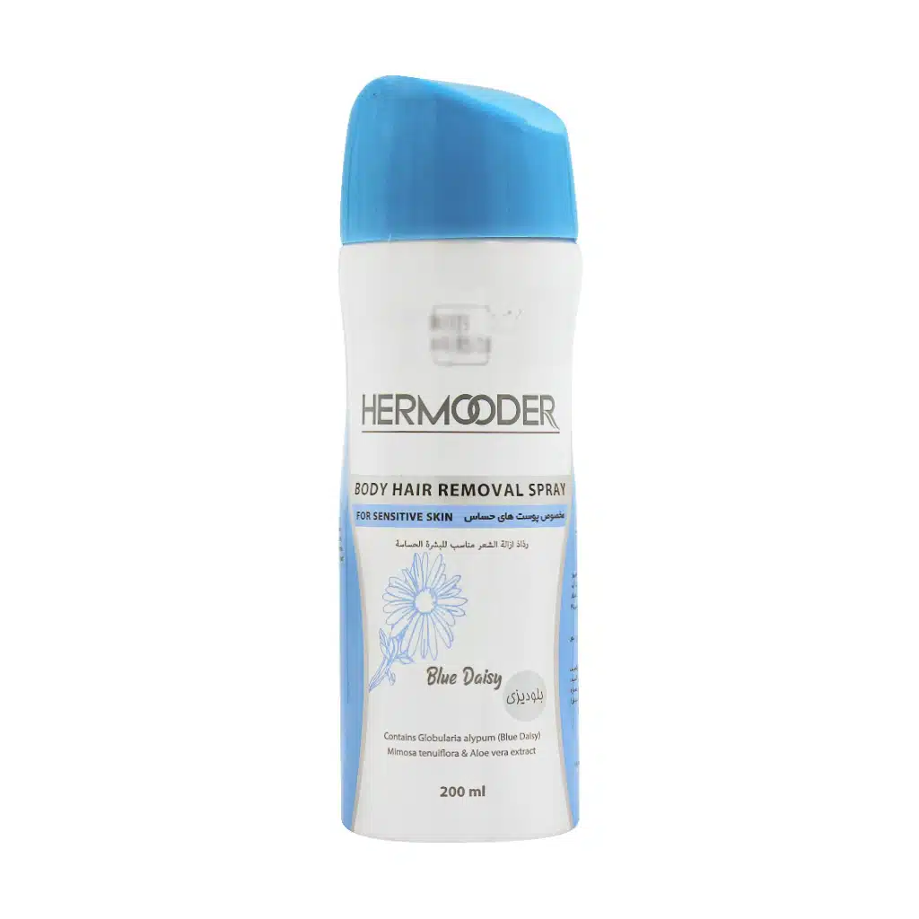 Hermooder-Hair-Removal-Spray-Blue-Daisy-For-Sensitive-Skins-200-1.jpg اسپری موبر بدن پوست حساس هرمودر( بلودیزی) - تصویر 1