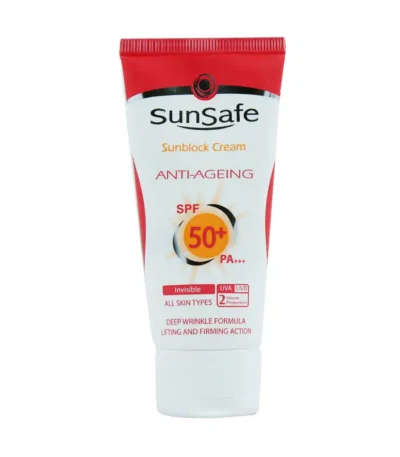 کرم ضد آفتاب و ضد چروک SPF50 بی رنگ سان سیف