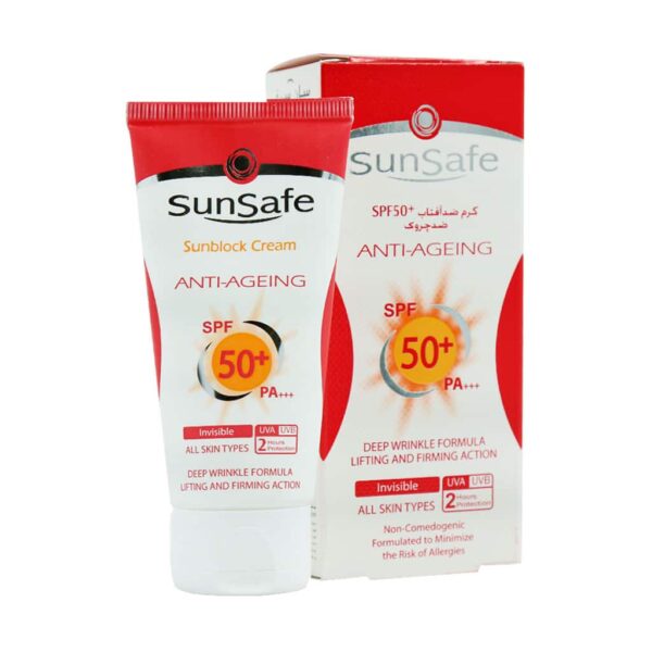 کرم ضد آفتاب و ضد چروک SPF50 بی رنگ سان سیف